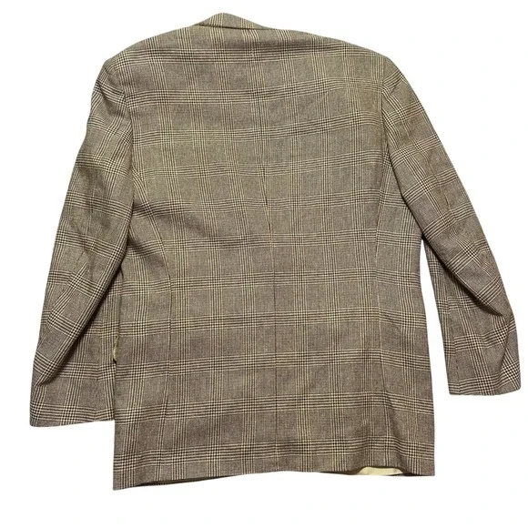 Oscar de la Renta Mens Tailored Silk‎ Wool Plaid Blazer Jacket 41 L Preppy VTG - Picture 2 of 10